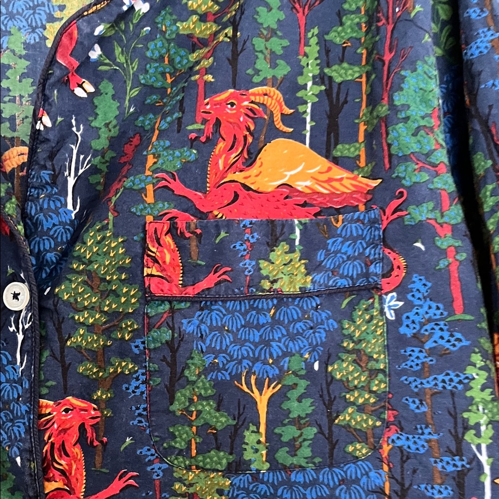 Printfresh Jersey Devil Forest Dragon Print Butto… - image 4